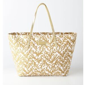 LILLY PULITZER White Gold Coral RESORT Large TOTE BAG